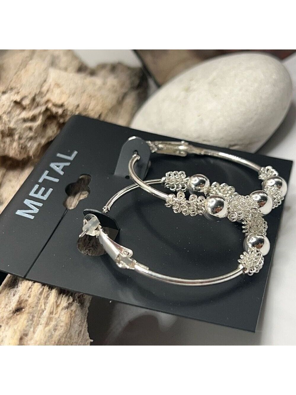 Silver Hoop METAL Earrings $16ea / 3 for $25